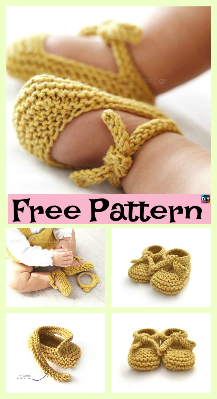 diy4ever-Adorable Knitted Baby Ballerina Booties - Free Patterns