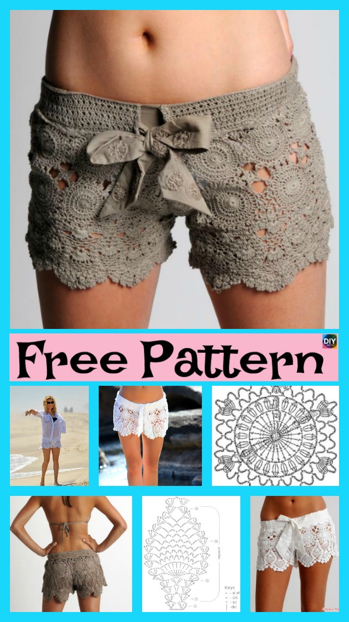 diy4ever- Amazing Crochet Lace Shorts - Free Pattern