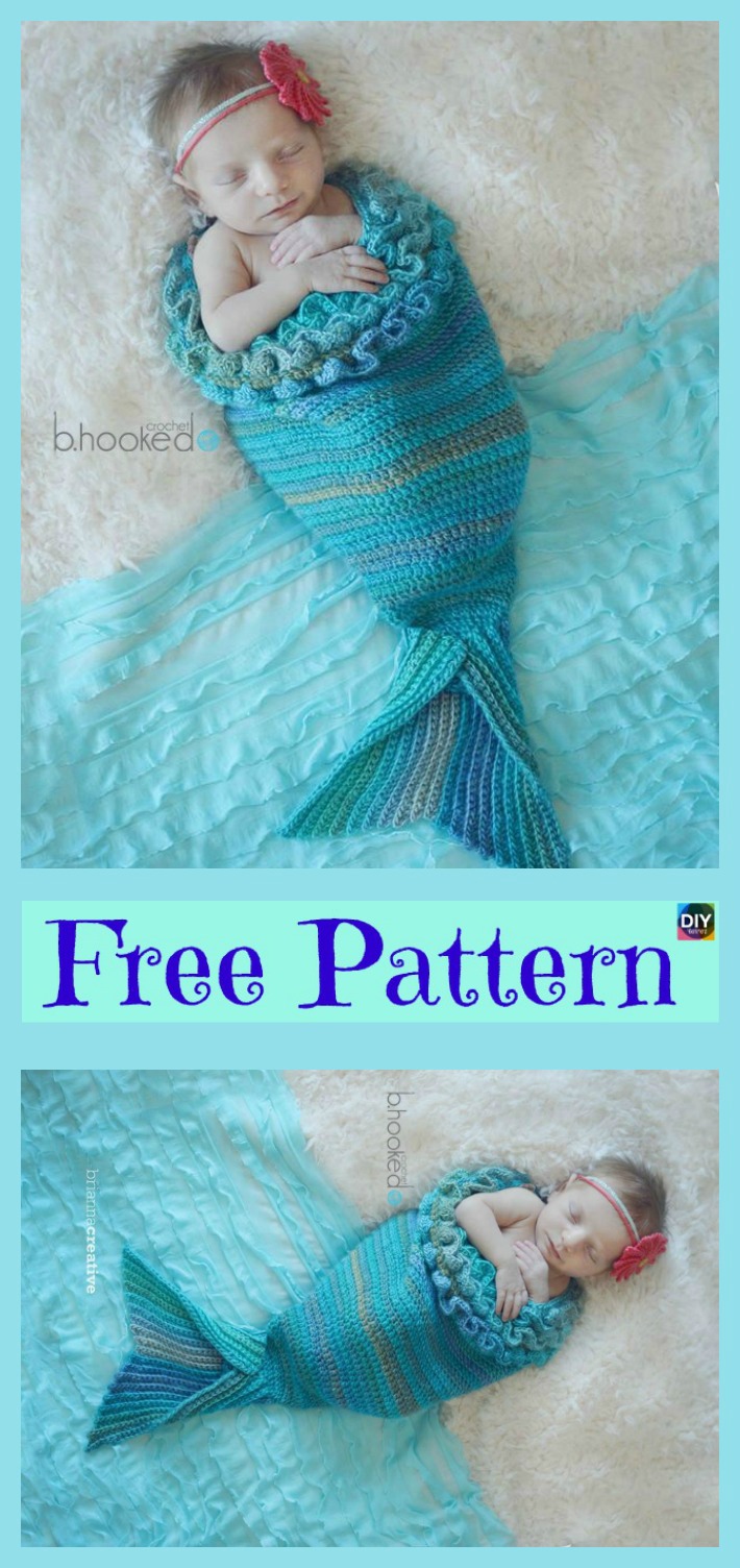 diy4ever- Beautiful Crochet Mermaid Cocoon - Free Pattern 