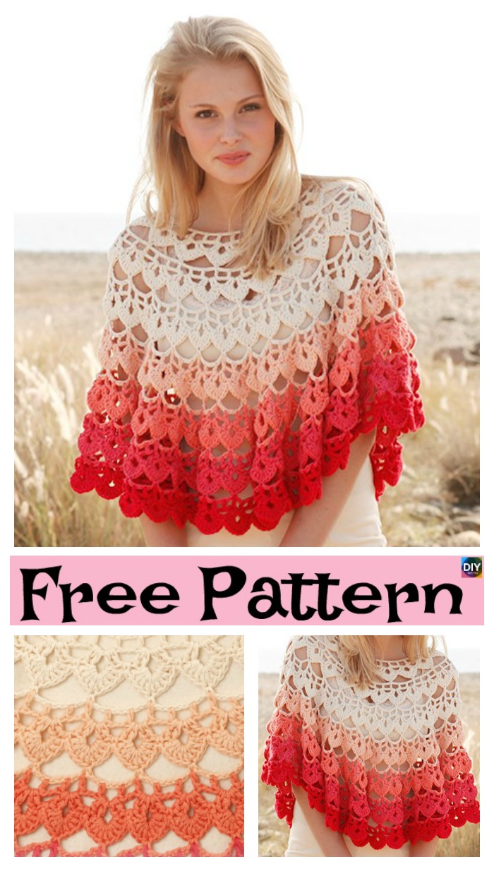 diy4ever- Beautiful Crochet Popsicle Poncho - Free Pattern 