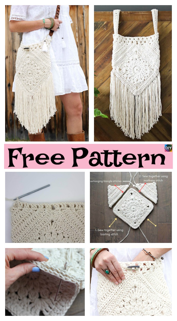 diy4ever- Boho Tassel Crochet Bag – Free Pattern