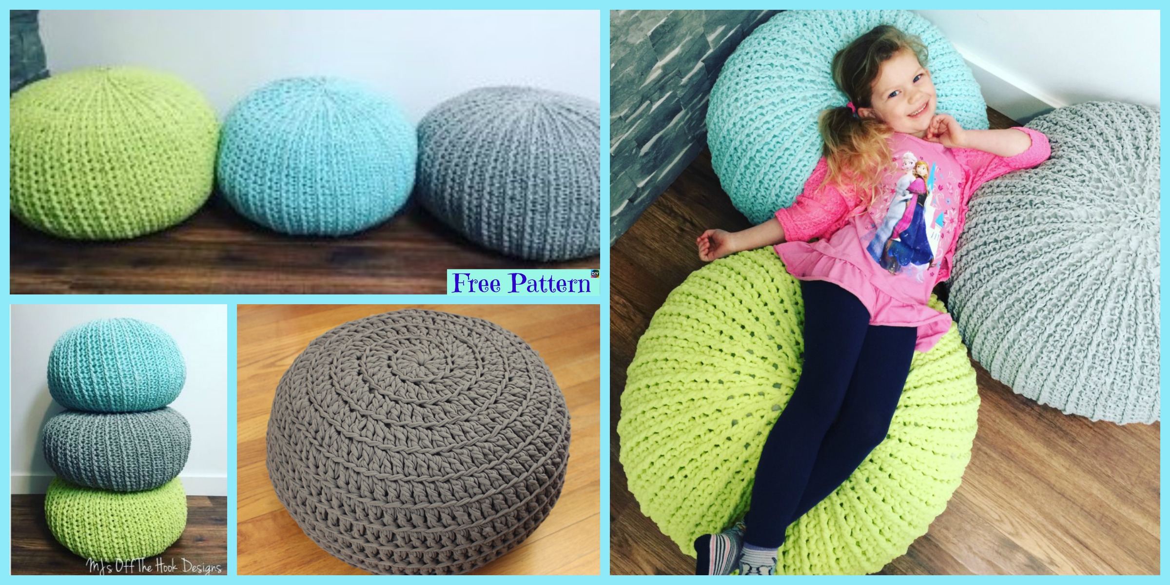 diy4ever- Cozy Crochet Floor Pouf - Free Pattern