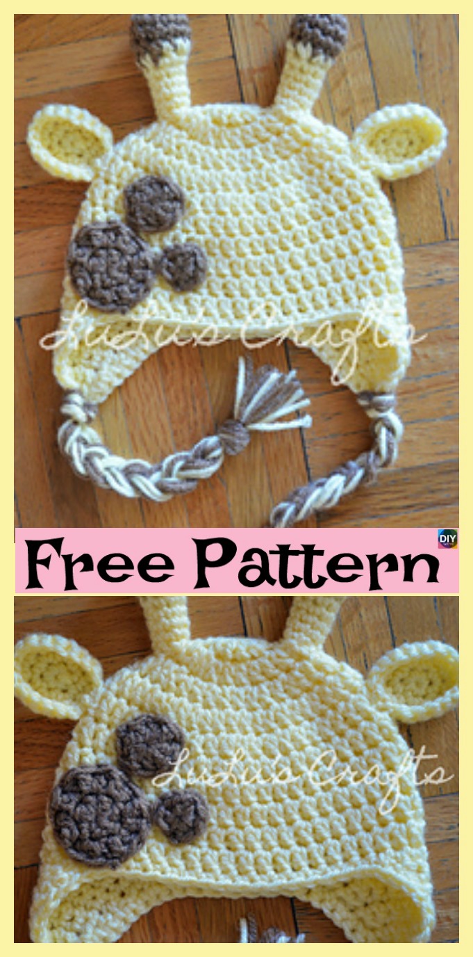 diy4ever-Crochet Giraffe hat - Free Pattern 
