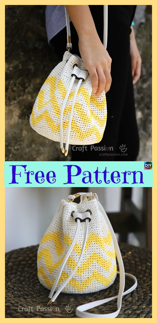 diy4ever-Crochet Raffia Bucket Bag - Free Pattern
