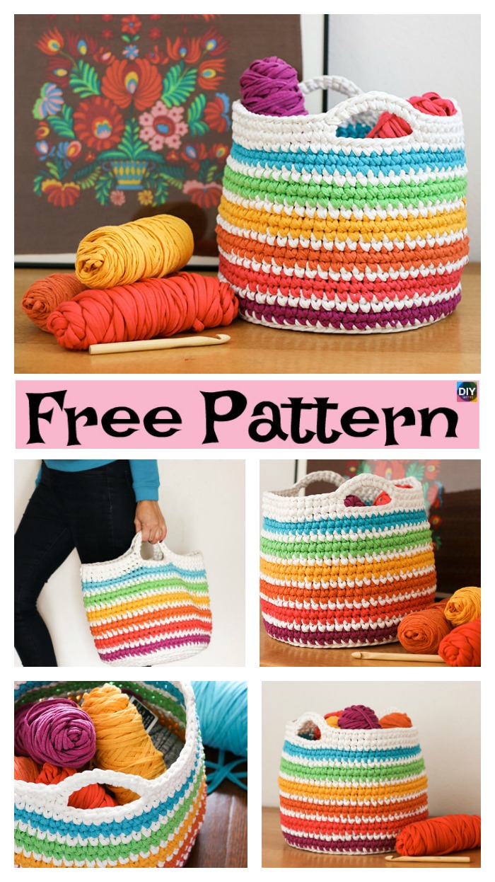 diy4ever-Crochet Spike Stitch Basket - Free Pattern