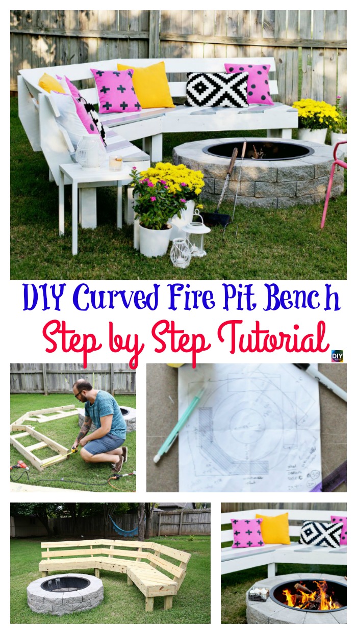 diy4ever- Curved DIY Fire Pit Bench - Step by Step Tutorial 