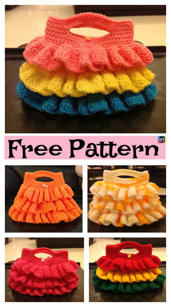 diy4ever- Cute Crochet Ruffled Bag - Free Pattern 