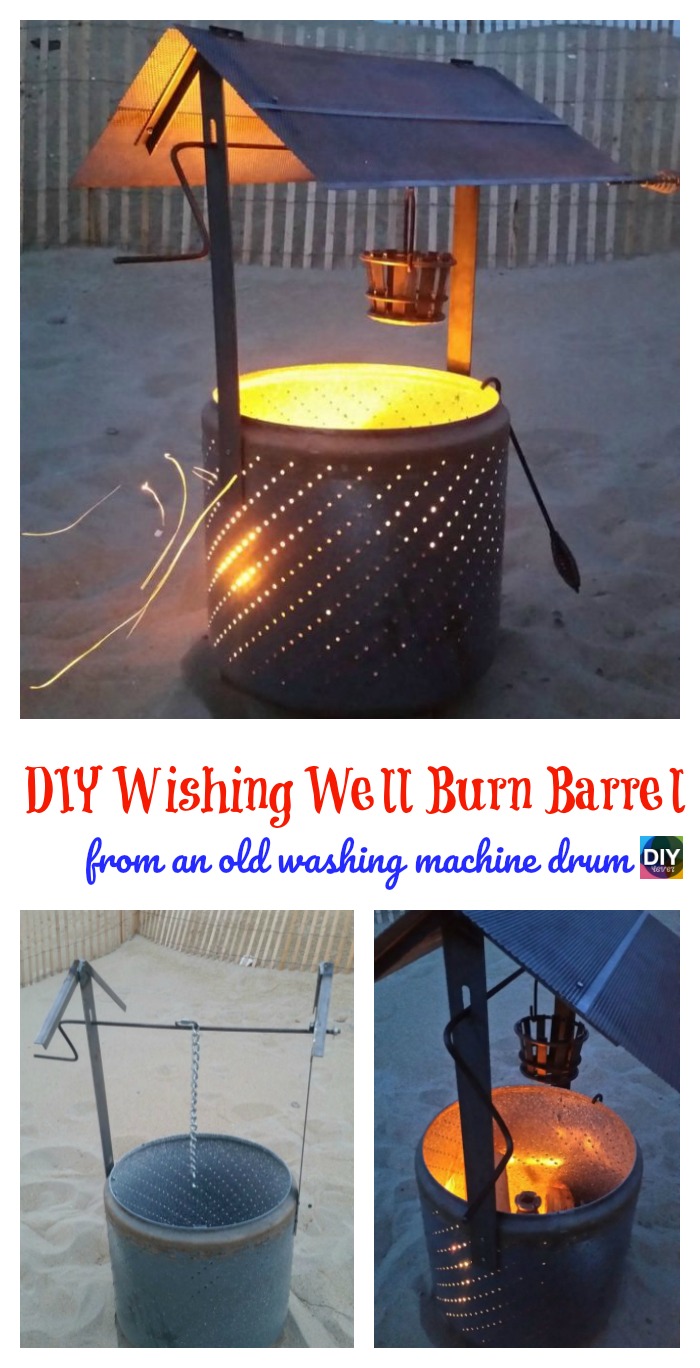 diy4ever-DIY Wishing Well Burn Barrel from Old Drum