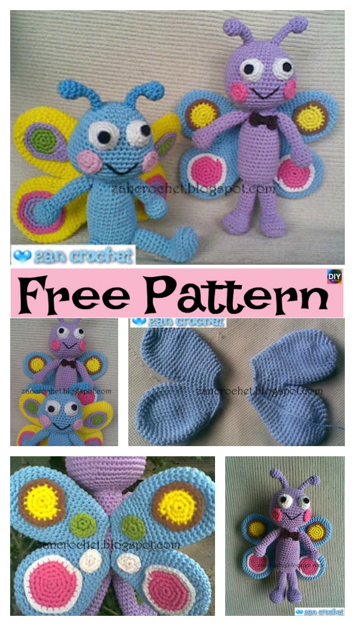 diy4ever- Easy Crochet Amigurumi Butterfly - Free Patterns