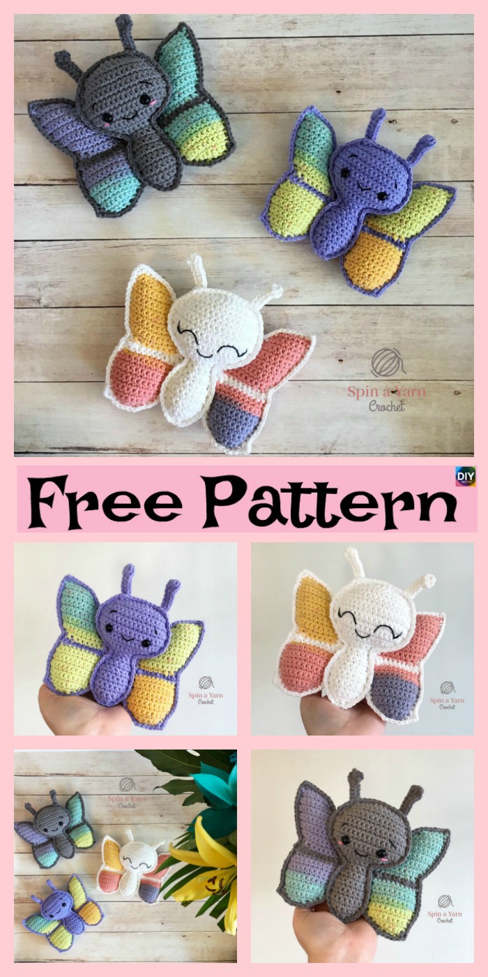 diy4ever- Easy Crochet Amigurumi Butterfly - Free Patterns 