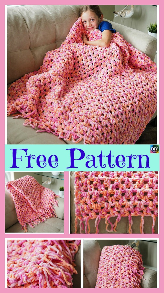 diy4ever- Easy Crocheted Cozy Blanket - Free Pattern 