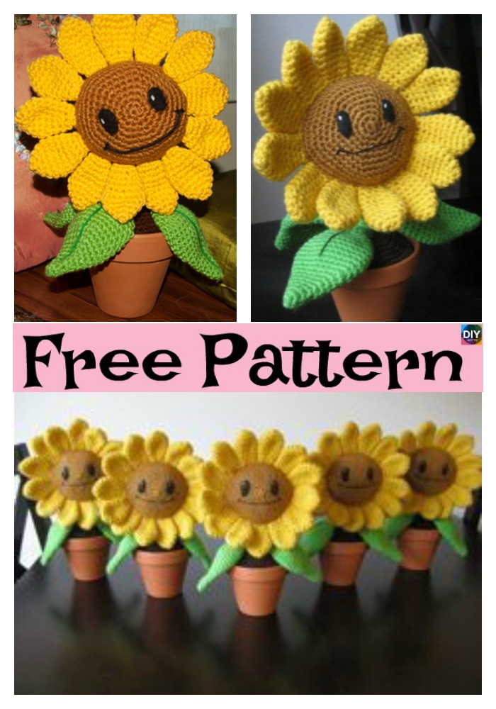 diy4ever-Happy Crochet Amigurumi Sunflower - Free Pattern