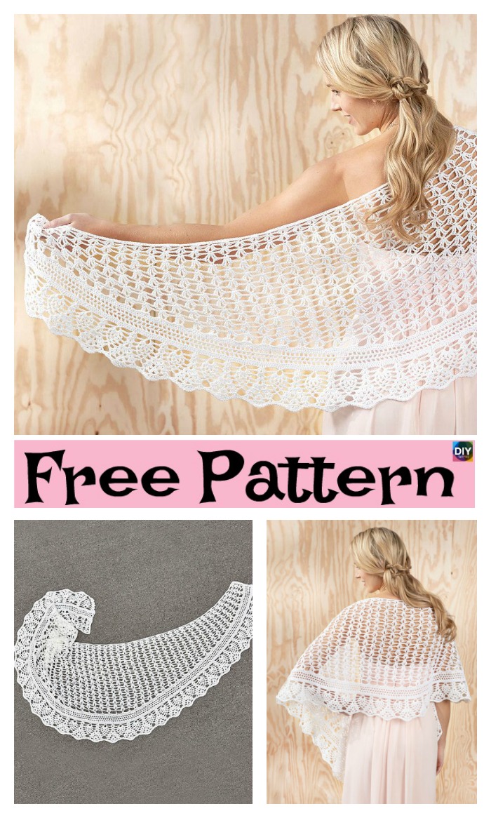diy4ever-Pretty Crochet Gardenia Shawl - Free Pattern