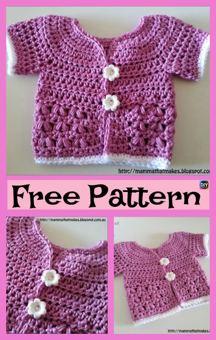 diy4ever-Pretty Crochet Kids Coat - Free Patterns 