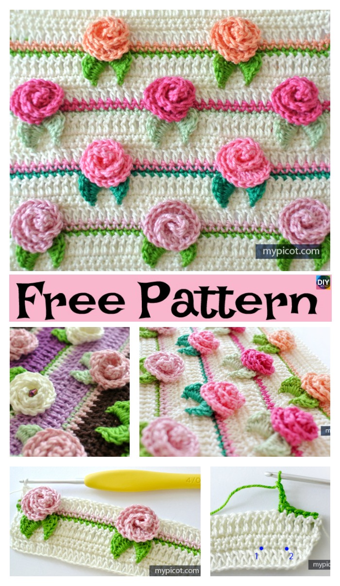 diy4ever-Pretty Crochet Rosebud Stitch - Free Pattern