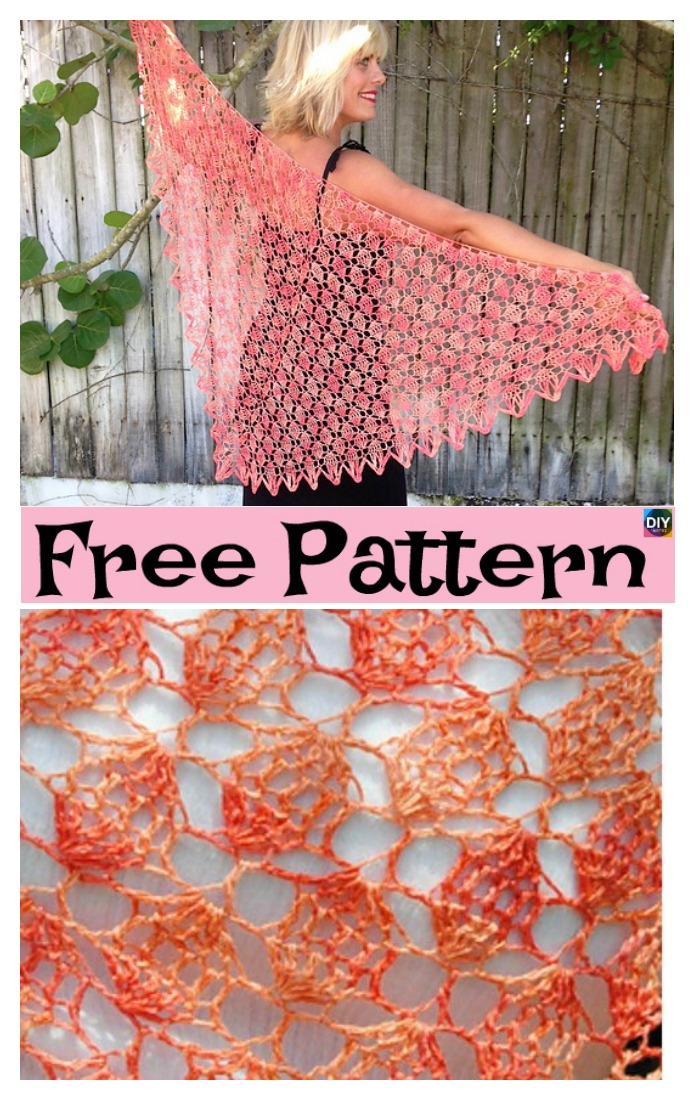 diy4ever- Victoria Crochet Lacy Shawl - Free Patterns