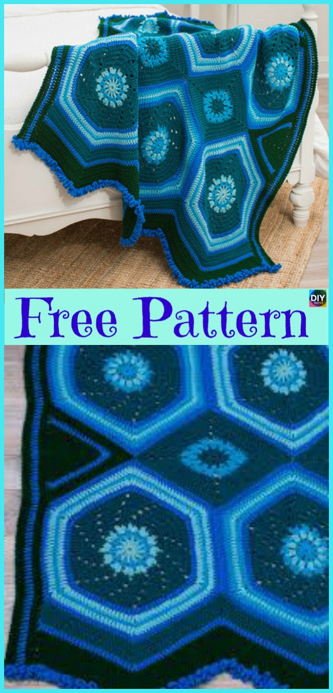 diy4ever- 10 Beautiful Crochet Hexagon Free Patterns 