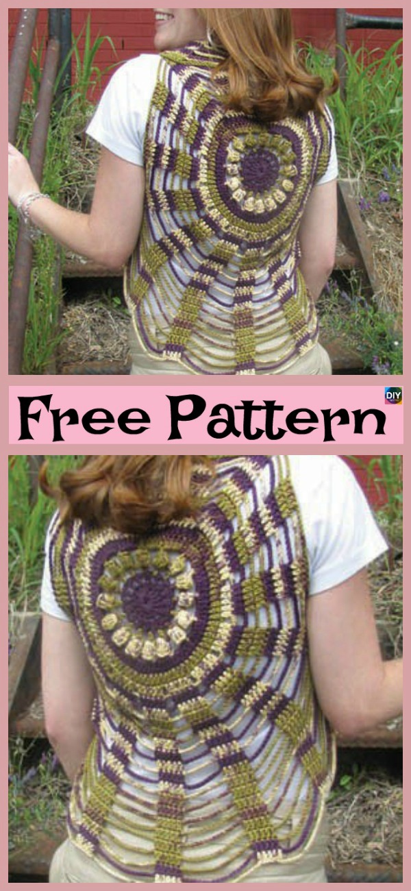diy4ever- 10 Cutest Crochet Circular Vest Free Patterns
