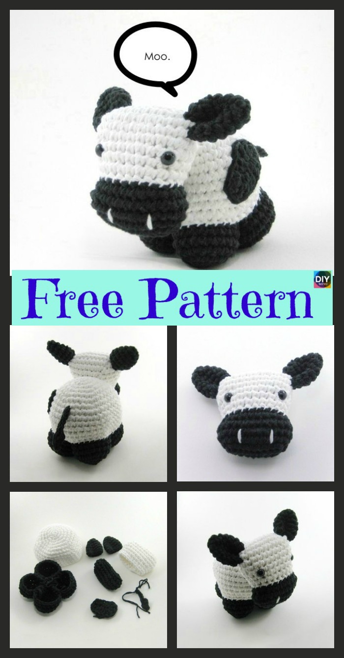 diy4ever-6 Super Cute Crocheted Amigurumi Cow Free Patterns