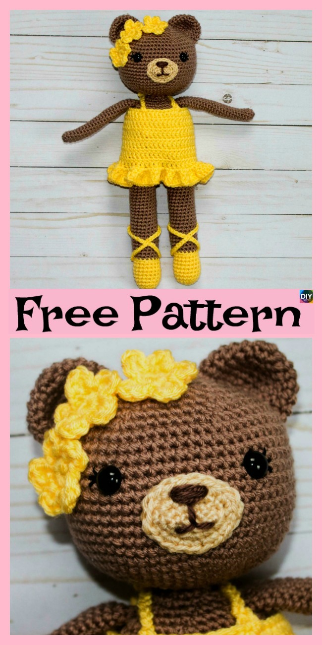 diy4ever- Adorable Crochet Bear Ballerina - Free Pattern 