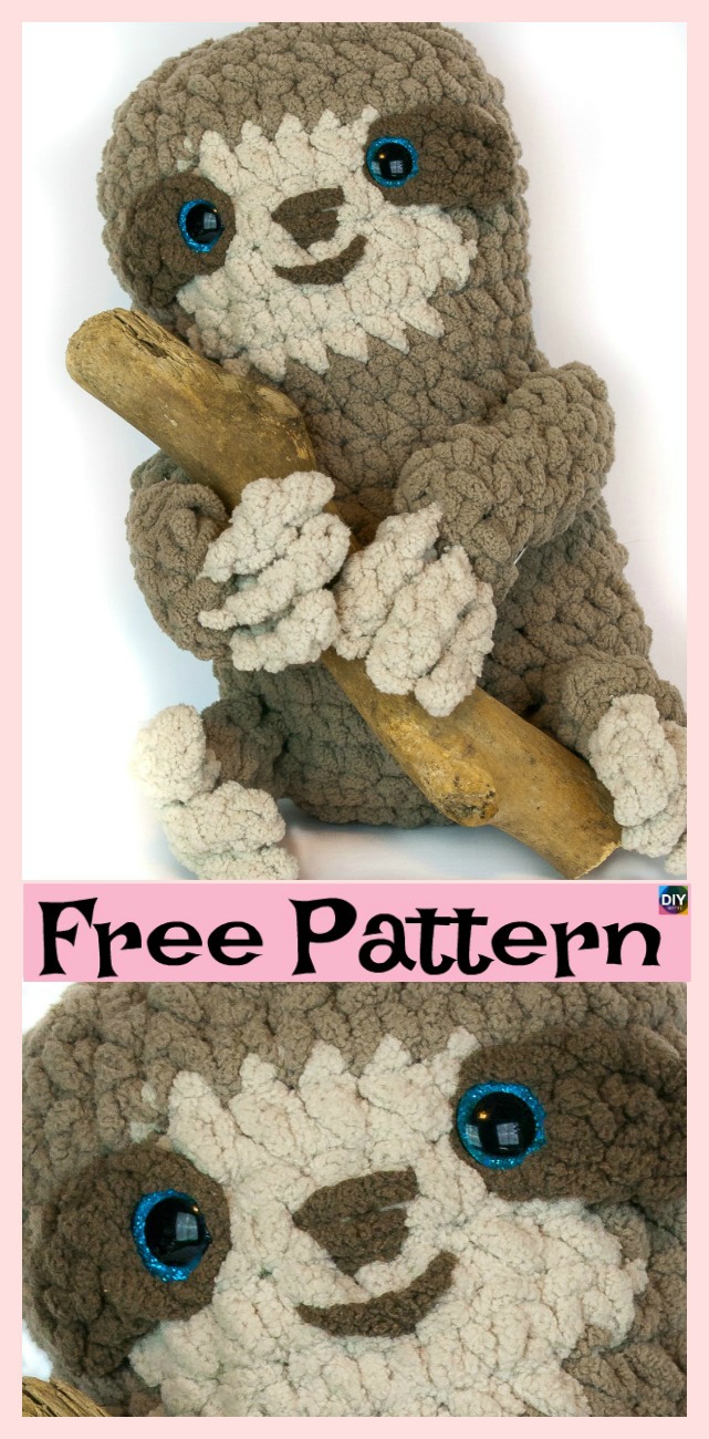 diy4ever-Adorable Crochet Spike Sloth  - Free Pattern 