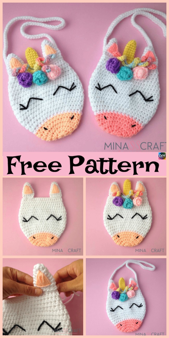diy4ever- Adorable Crochet Unicorn Purse - Free Pattern