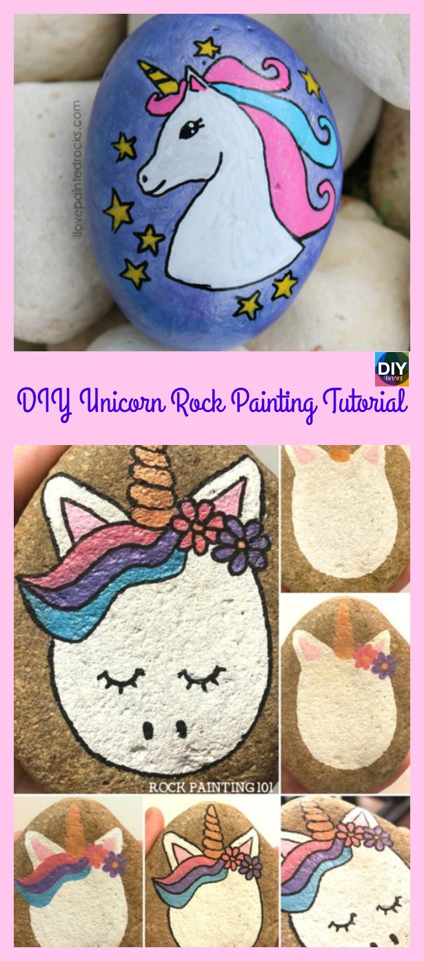 diy4ever- Adorable DIY Unicorn Rock Painting - Free Tutorial 
