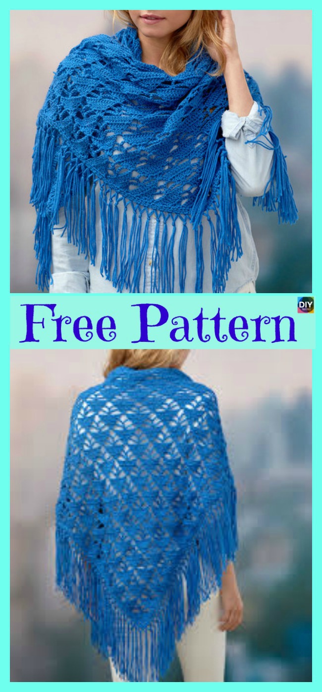 diy4ever-Beautiful Crochet Boho Shawl - Free Pattern