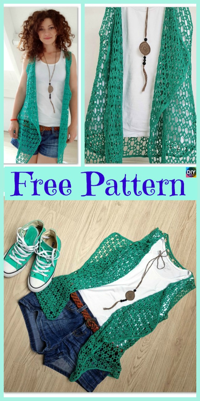 diy4ever-Beautiful Crocheted Summer Vest - Free Pattern