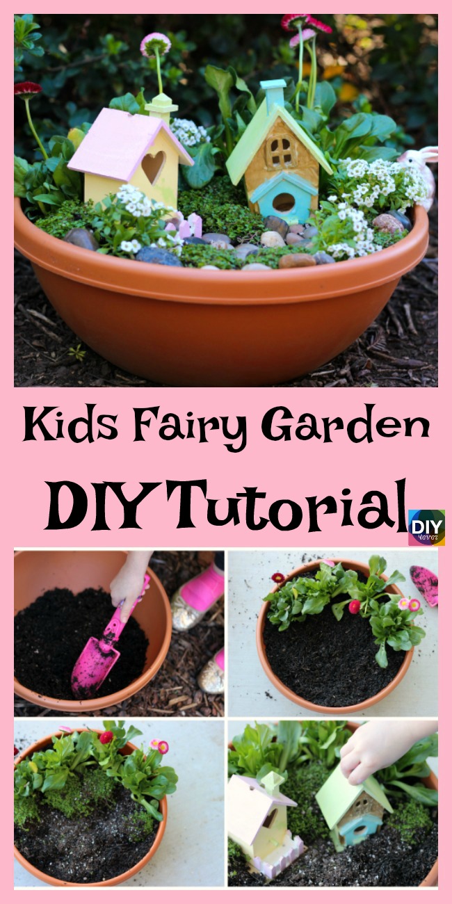 diy4ever- Beautiful DIY Kids Fairy Garden - Free Tutorial