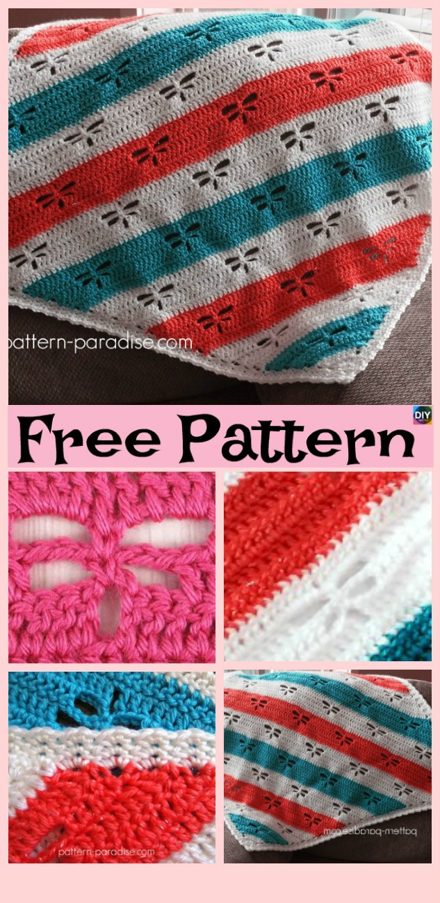 diy4ever- Crochet Dragonfly Stitch Blanket - Free Patterns