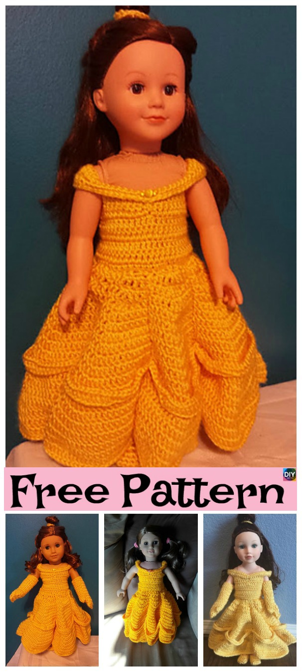 diy4ever- Crochte Belle Doll Ball Gown - Free Pattern
