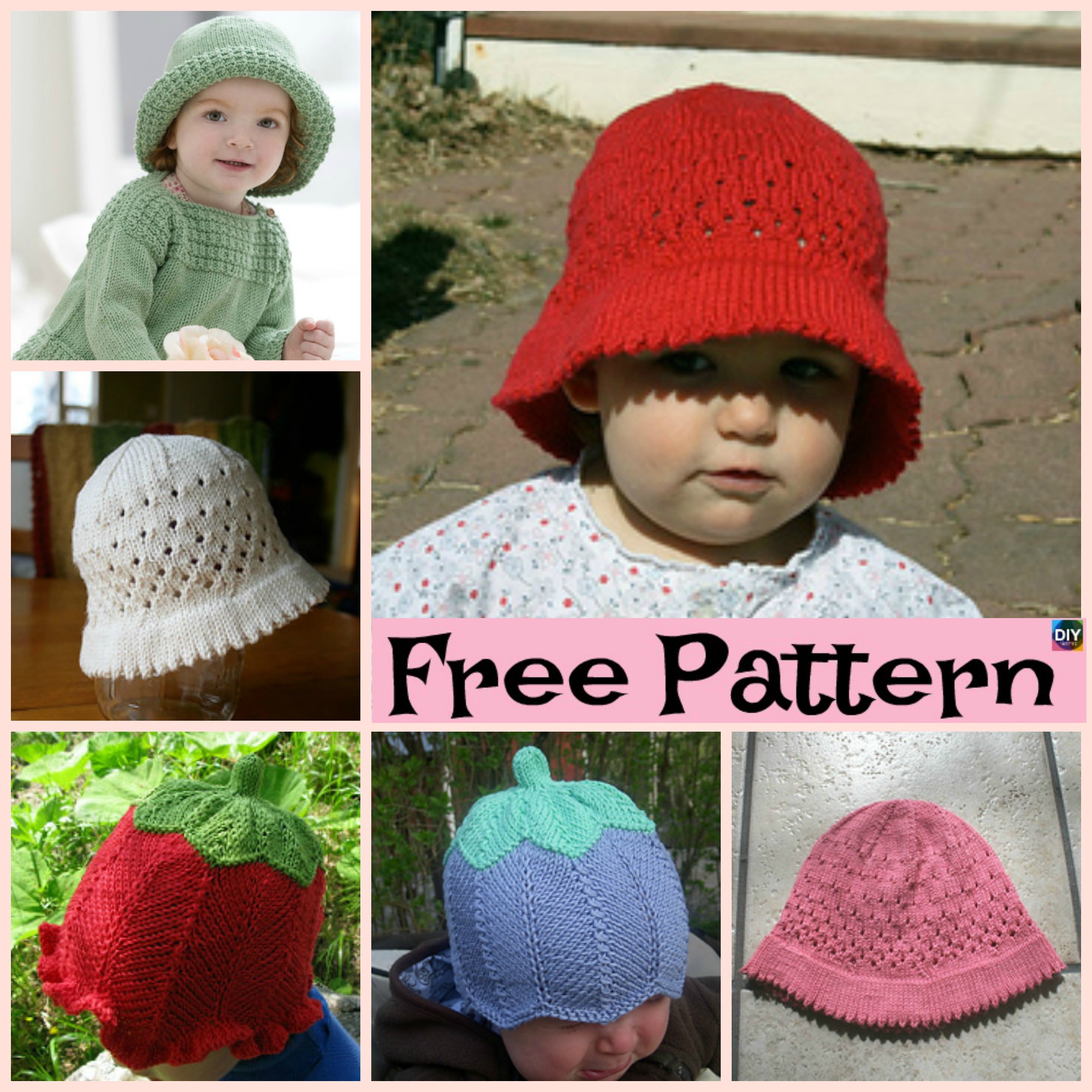 Cute Knitted Baby Sun Hat - Free Patterns - DIY 4 EVER