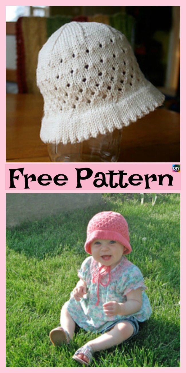 diy4ever- Cute Knitted Baby Sun Hat - Free Patterns