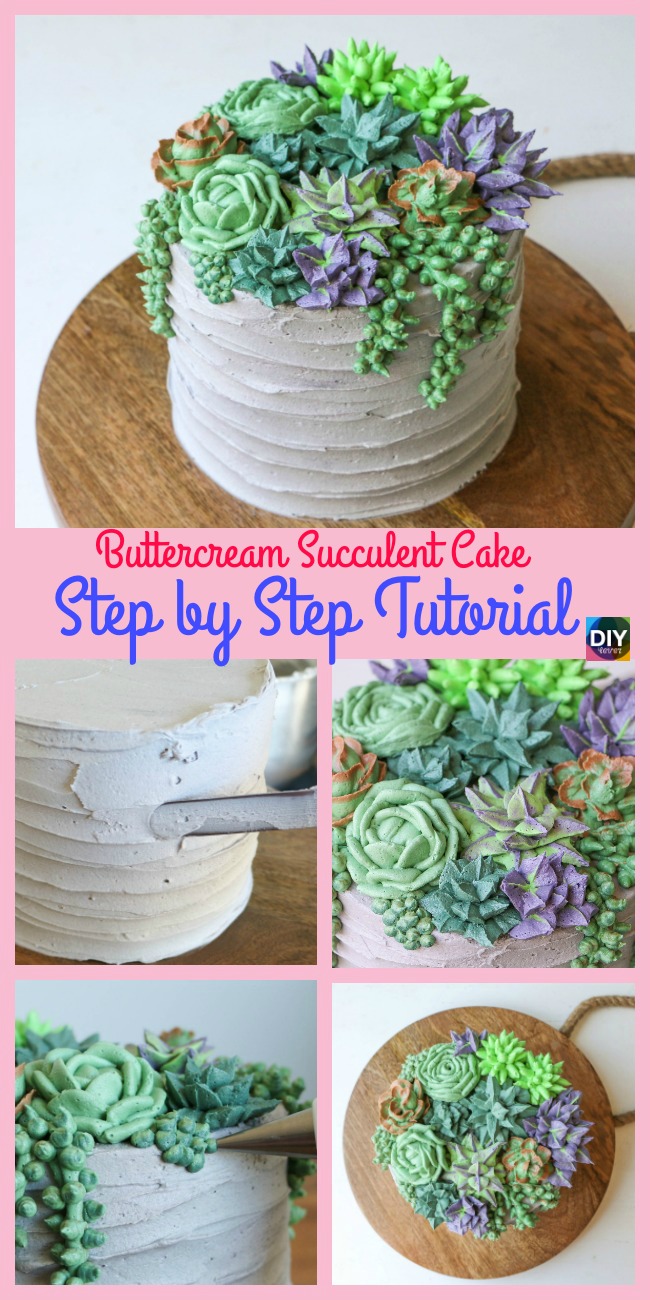 diy4ever-DIY Buttercream Succulent Cake - Step by Step 
