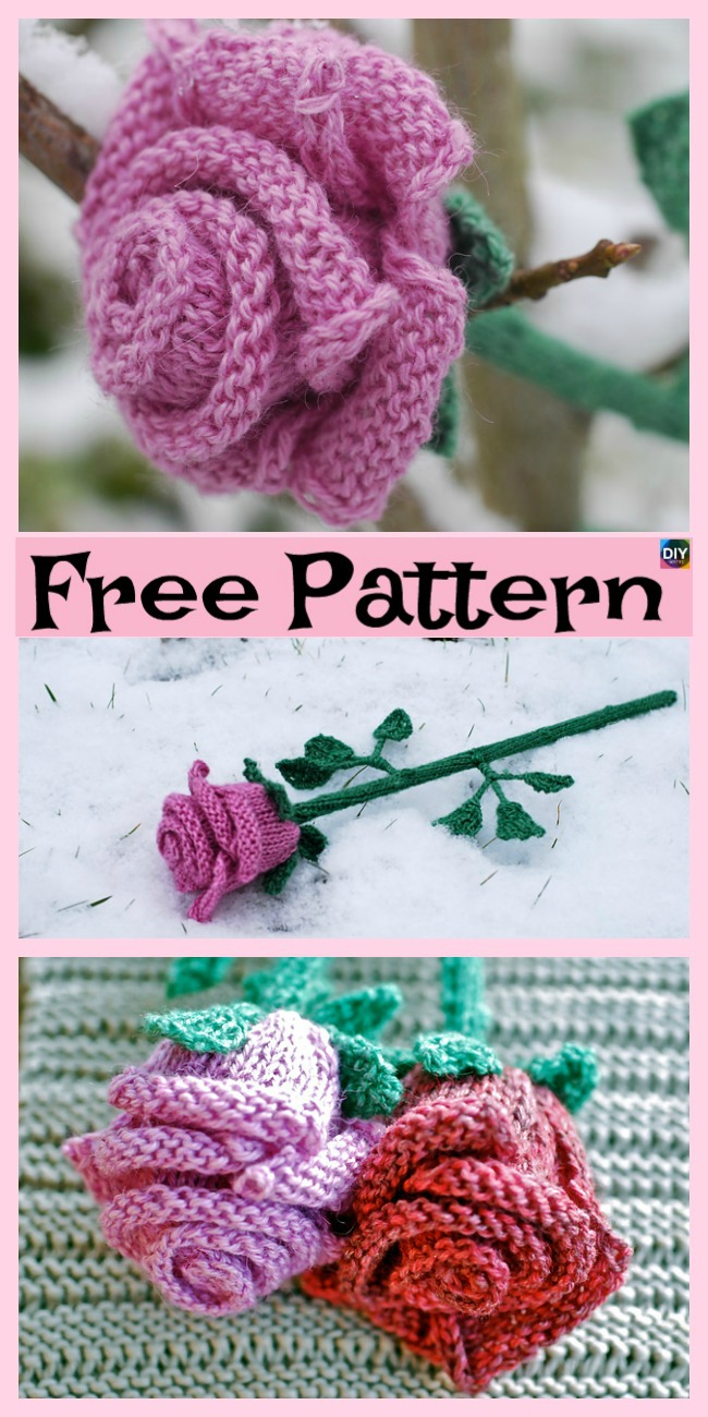 DIY4EVER- Knit Little Rose Flower for Beginner - Free Patterns