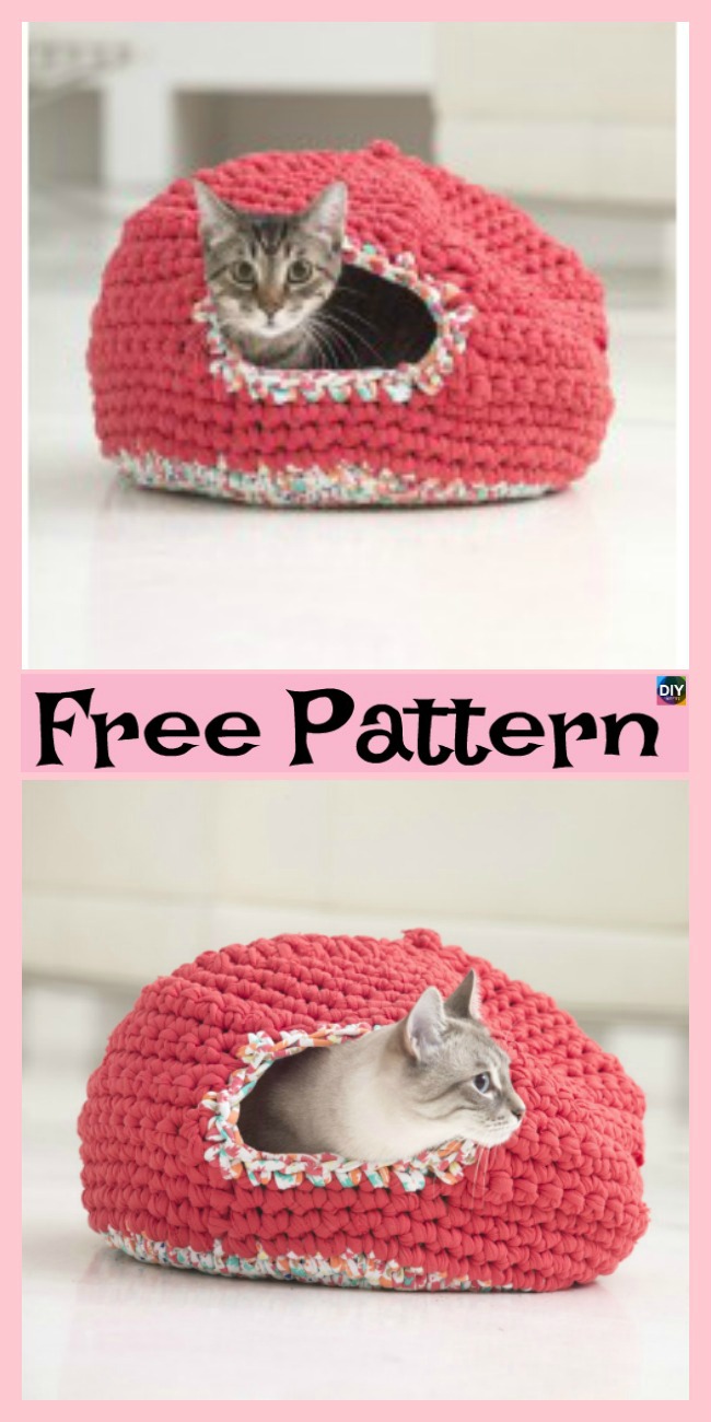 diy4ever-10 Awesome Crochet Cat Bed - Free Patterns 