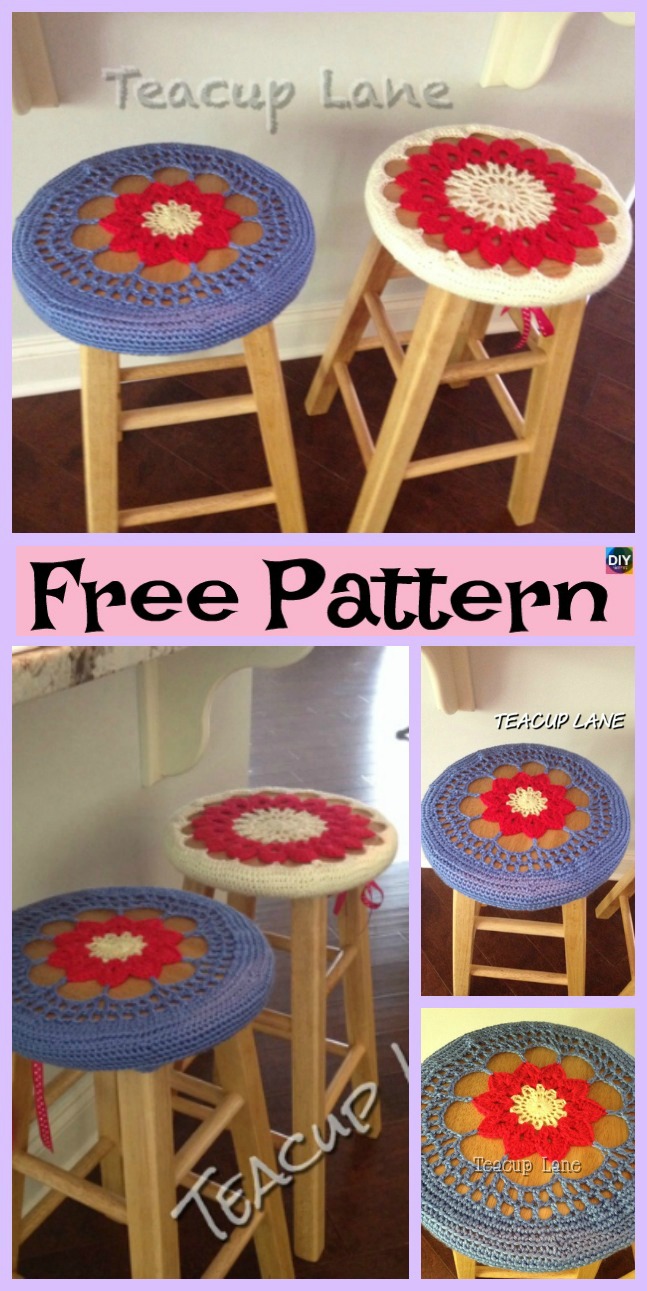 diy4ever-10 Beautiful Crochet Stool Cover Free Patterns 