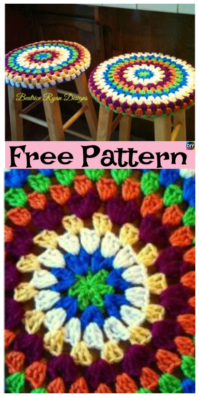 diy4ever-10 Beautiful Crochet Stool Cover Free Patterns 