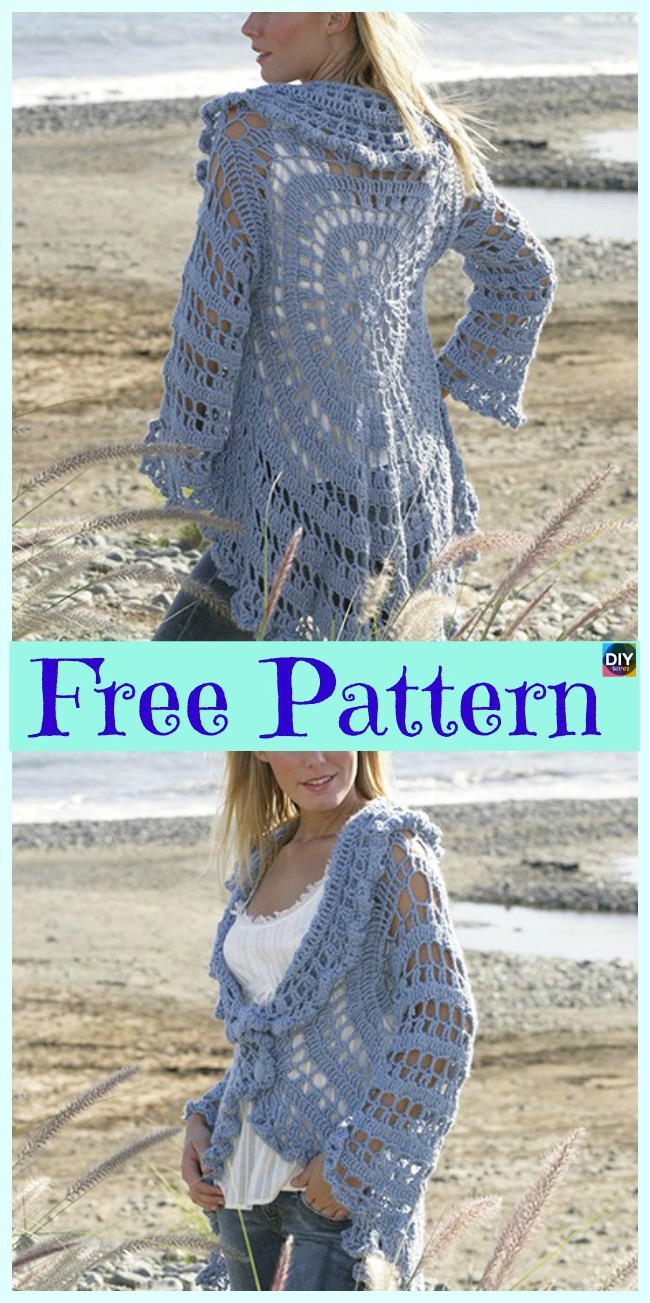 diy4ever-15 Unique Crochet Circular Jacket Free Patterns