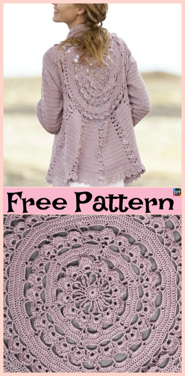 diy4ever-15 Unique Crochet Circular Jacket Free Patterns