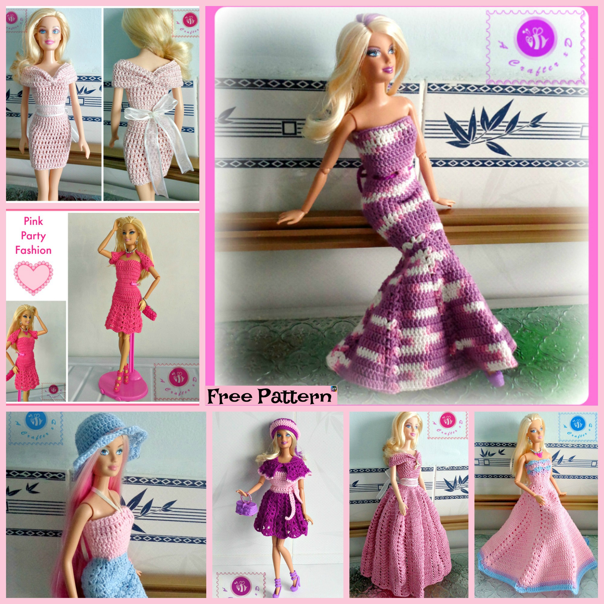 diy4ever-6 Pretty Crochet Doll Dress - Free Patterns 