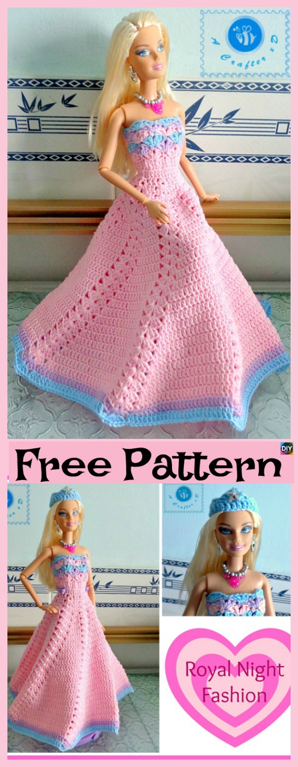 diy4ever-6 Pretty Crochet Doll Dress - Free Patterns