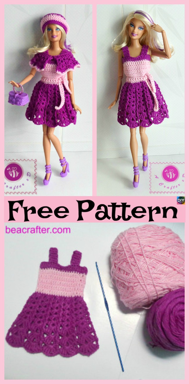 diy4ever-6 Pretty Crochet Doll Dress - Free Patterns