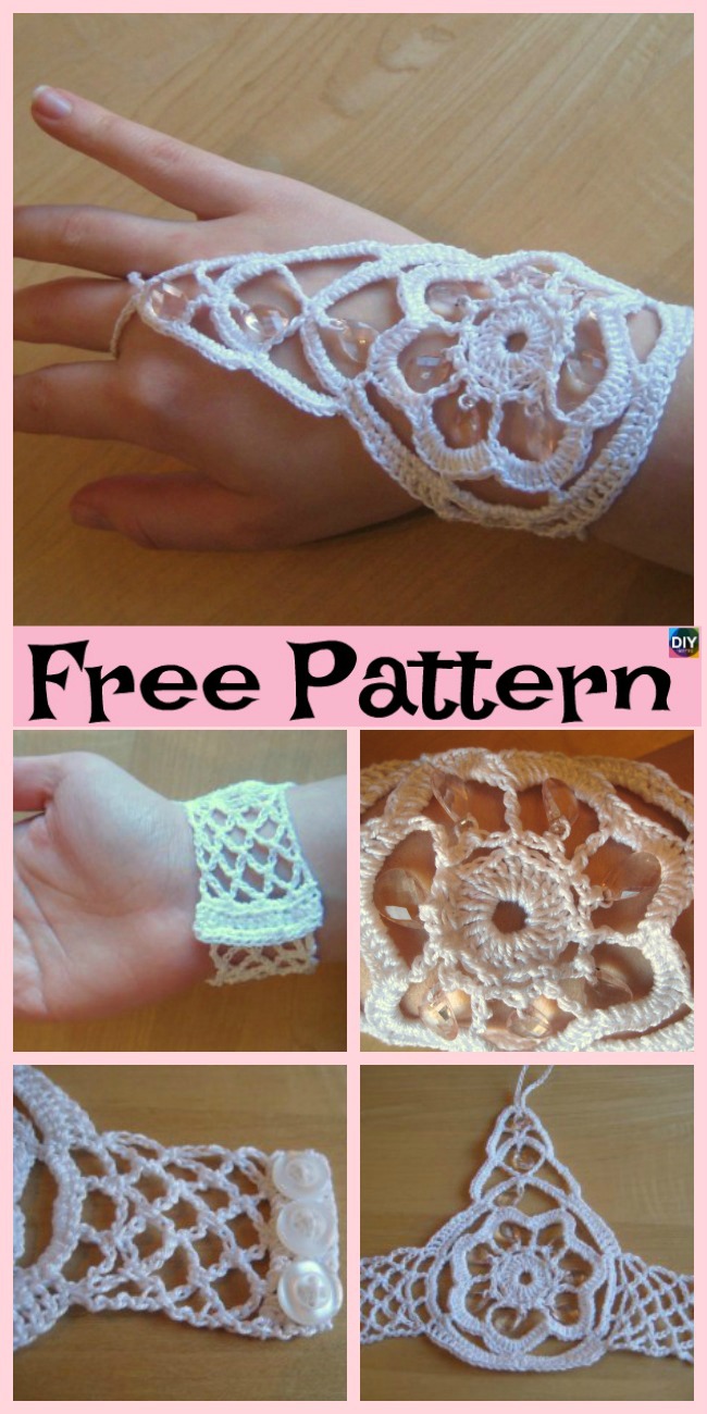 diy4ever-Crochet Beaded Bracelet Ring - Free Pattern