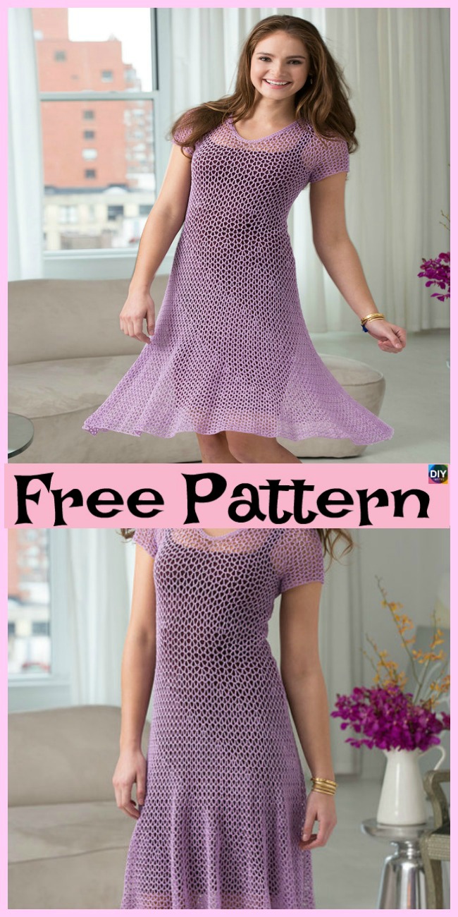 diy4ever-Crochet Flare Dress - Free Patterns 