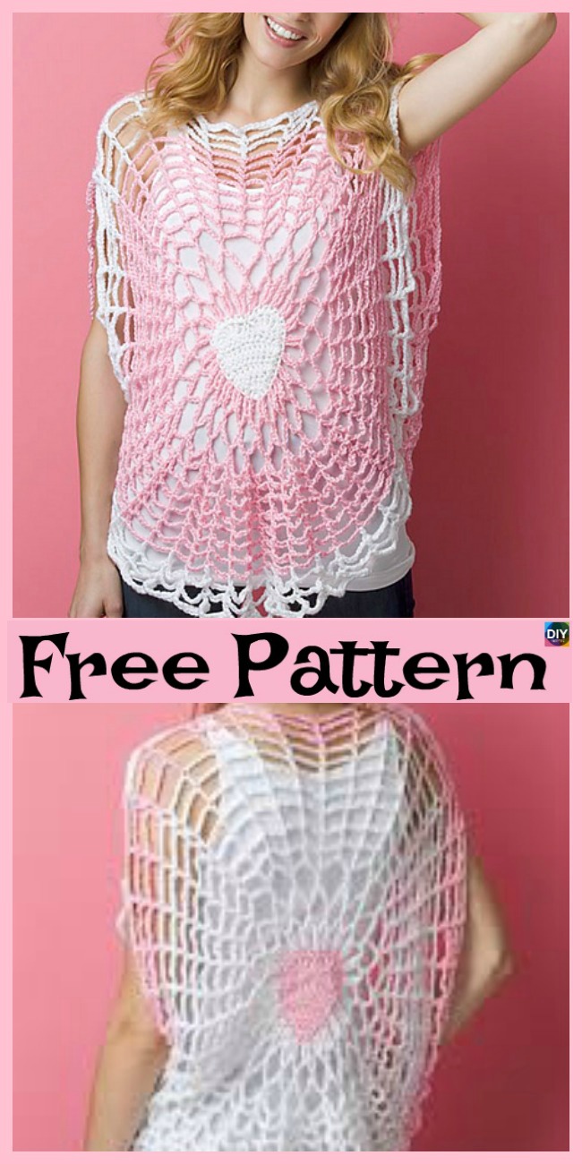 diy4ever -Crochet Lacy Oversized Top - Free Patterns