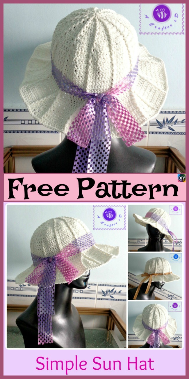 diy4ever-Crochet Simple Sun Hat - Free Patterns 