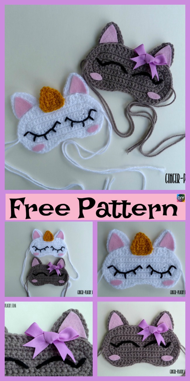 diy4ever-Crochet Unicorn Sleep Mask – Free Pattern 