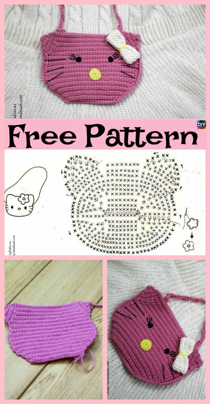 diy4ever-Cute Crochet Hello Kitty Purse - Free Patterns 